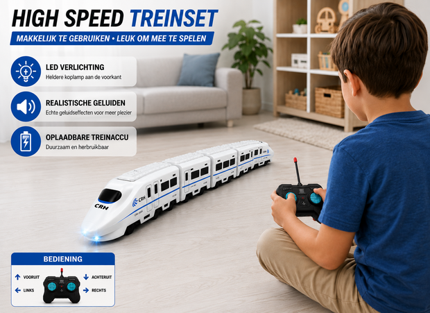 RC Bullet Train - Afstand bestuurbaar trein - met trein geluid en led licht - Oplaadbaar - 4-Delig