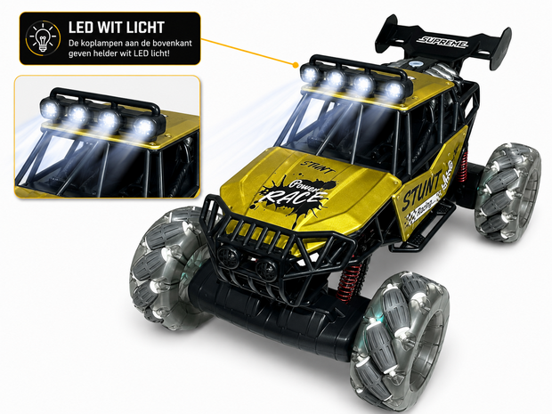 RC Auto MAX DRIVE RC Monstertruck 1/8 XXL met 360&deg; Drift, Rookfunctie, LED - 2.4GHZ - Omni Wielen