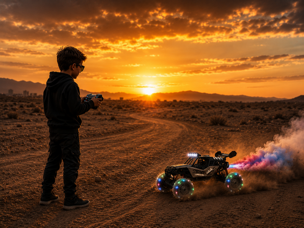 RC Auto MAX DRIVE RC Monstertruck 1/8 XXL met 360&deg; Drift, Rookfunctie, LED - 2.4GHZ - Omni Wielen