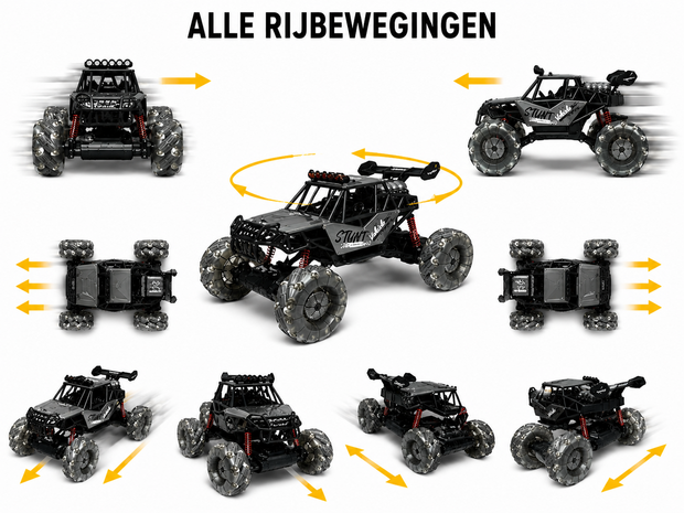 RC Auto MAX DRIVE RC Monstertruck 1/8 XXL met 360&deg; Drift, Rookfunctie, LED - 2.4GHZ - Omni Wielen