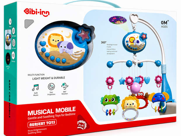 Muzikale Baby Mobiel met Projector, Muziek &amp; 360&deg; Rotatie en Timer IBI-IRN 