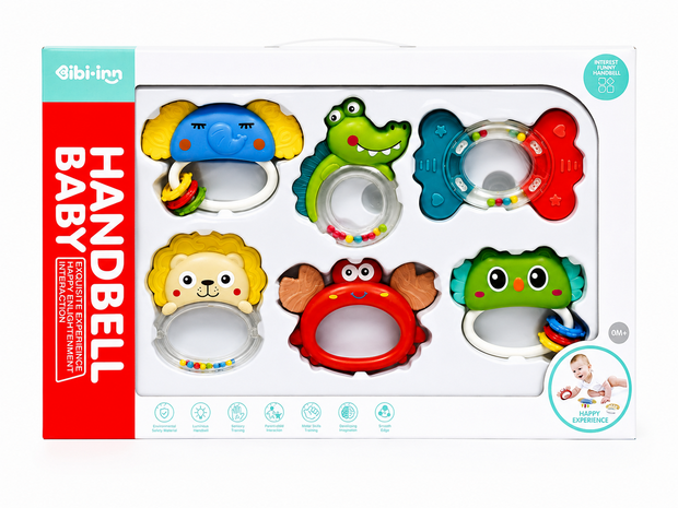 Baby Handbel rammelaar bijtring set van 6 stuks