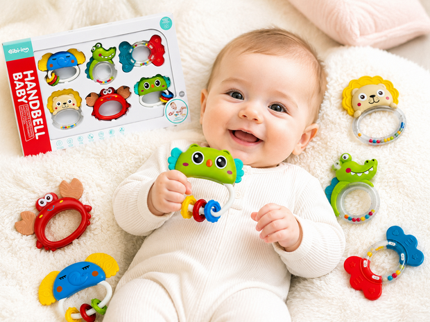 Baby Handbel rammelaar bijtring set van 6 stuks