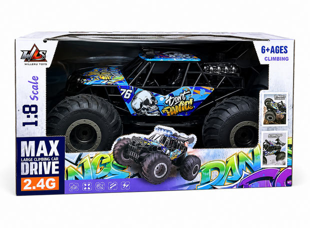 RC Monster Truck 1:8 met LED Verlichting, Rookspray &amp; 2.4GHz 46 cm