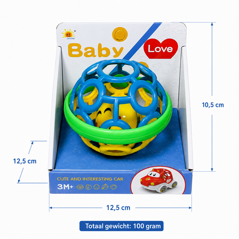 Oball Rammelaar Baby &ndash; Zachte Siliconen Grip Bal met Rammel Geluid &ndash; Vanaf 3+