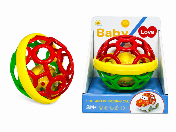Oball Rammelaar Baby &ndash; Zachte Siliconen Grip Bal met Rammel Geluid &ndash; Vanaf 3+