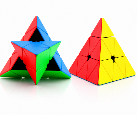 CUBE 3-in-1 Puzzelset Stickerloos &ndash; 3x3, 5x5 &amp; Pyraminx Breinspel