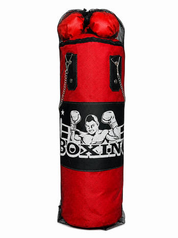 Kinder Bokszak Set met Bokshandschoenen &ndash; Rood/Zwart