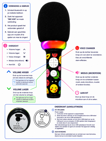 Kinderen Karaoke Microfoon met Speaker, LED Verlichting - Bluetooth - Voice Changer &amp; Oplaadbaar