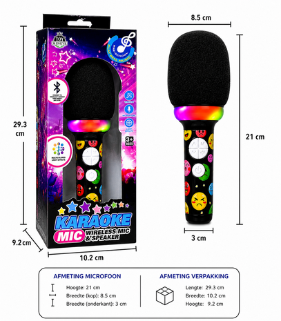 Kinderen Karaoke Microfoon met Speaker, LED Verlichting - Bluetooth - Voice Changer &amp; Oplaadbaar
