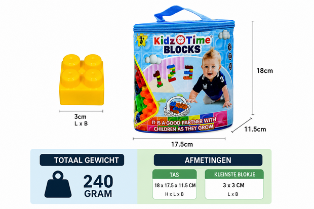 Blocks - Bouwblokken Set &ndash; 52 delig met Opbergtas voor Peuters