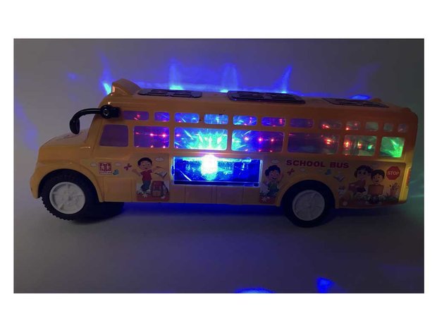 Schoolbus met Disco Led Lichtjes en Muziek - speelgoed busje