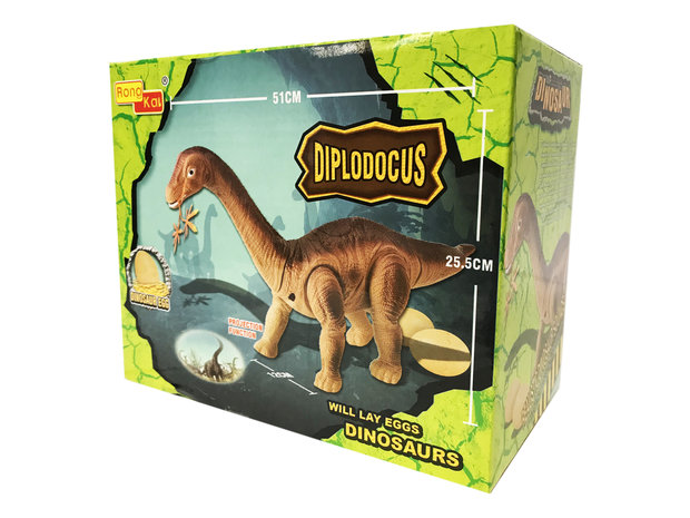 Jaarlijks Sinis welvaart Dinosaurus speelgoed - Diplodocus - Dino geluiden - legt eieren - 51CM -  Q&A Groothandel