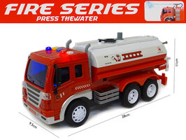 Feuerwehrauto mit Licht und Sound – mit Wasserpumpenschlauch – Stadtfeuerwehrauto (28 cm)