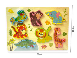 Houten Inlegpuzzel Dieren - Vormen Puzzel bord Speelgoed- 30x22.5 CM D