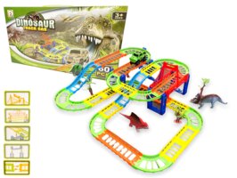 Racebaan set Dinosaurus - Track car set 60 stuks - inclusief dino's + auto en toebehoren