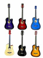 Guitar cutaway with 6 strings western acoustic 38" mix color