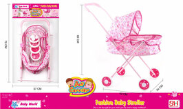 Poppenwagen speelgoed - baby kar - 42x34x69cm Roze