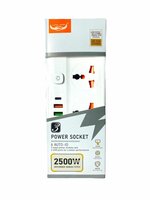 Universeel Stekkerdoos met 3 Stekkers en 6 USB ingangen 1 USB-C 20W Snellader 285 cm Kabel - Geschikt voor EU, UK, US | Aan/uit schakelaar