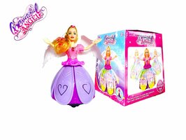 Dansende Prinses Engel mooi pop met 3D LED-verlichting, muziek en 360° draaibaar 