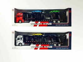 Vrachtwagen autotransporter + 2 mini sportauto's 3in1 - pull-back drive Truck King