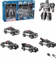 TRANSFORM DIY MECHA POLITIEAUTO SPEELGOED, TRANSFORM 8 KARAKTERS,  AUTO SPEELGOED 2 IN 1D 17cm.