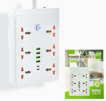 Premium Stekkerdoos met 6 Stekkers en 6 USB ingangen + 2 USB-C 20W Snellader 185 cm Kabel - Geschikt voor EU, UK, US | Aan/uit schakelaar