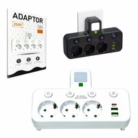 Stekkerdoos met 3 stopcontacten, 2 USB-poorten + 1 USB-C - 2500W - EU