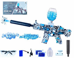 Gel Blaster - Electric Gun - Blue Graffiti - Complete Set Including Gel Balls - Rechargeable - 48CM