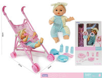 Baby pop Eva met wagen en accessoires - maakt geluid - interactief speelgoed pop Baby pop Eva met wagen en accessoires - maakt geluid - interactief speelgoed pop