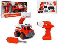 RC DIY brandweerauto speelgoed bouw set 24 stuks - 4in1 - afstandsbediening en schroefboormachine - City Fire Fight brandweerwagen RC DIY brandweerauto speelgoed bouw set 24 stuks - 4in1 - afstandsbediening en schroefboormachine - City Fire Fight brandweerwagen