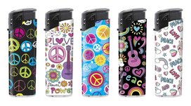 Unilite klik aanstekers - Peace - electronic lighters - navulbaar Tray (50stuks) Unilite klik aanstekers - Peace - electronic lighters - navulbaar Tray (50stuks)